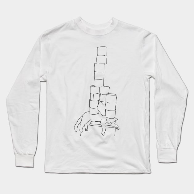 Toilet Paper Cat Long Sleeve T-Shirt by castrocastro